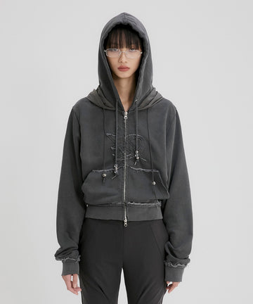 Layered Zip Hoodie